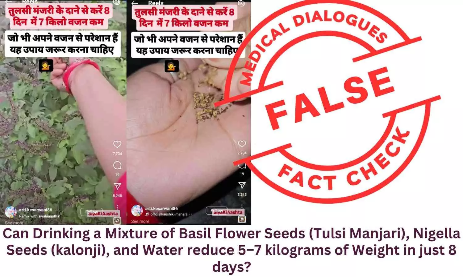 Fact Check: Can Drinking a Mixture of Basil Flower Seeds (Tulsi Manjari), Nigella Seeds (kalonji), and Water reduce 5–7 kilograms of Weight in just 8 days?