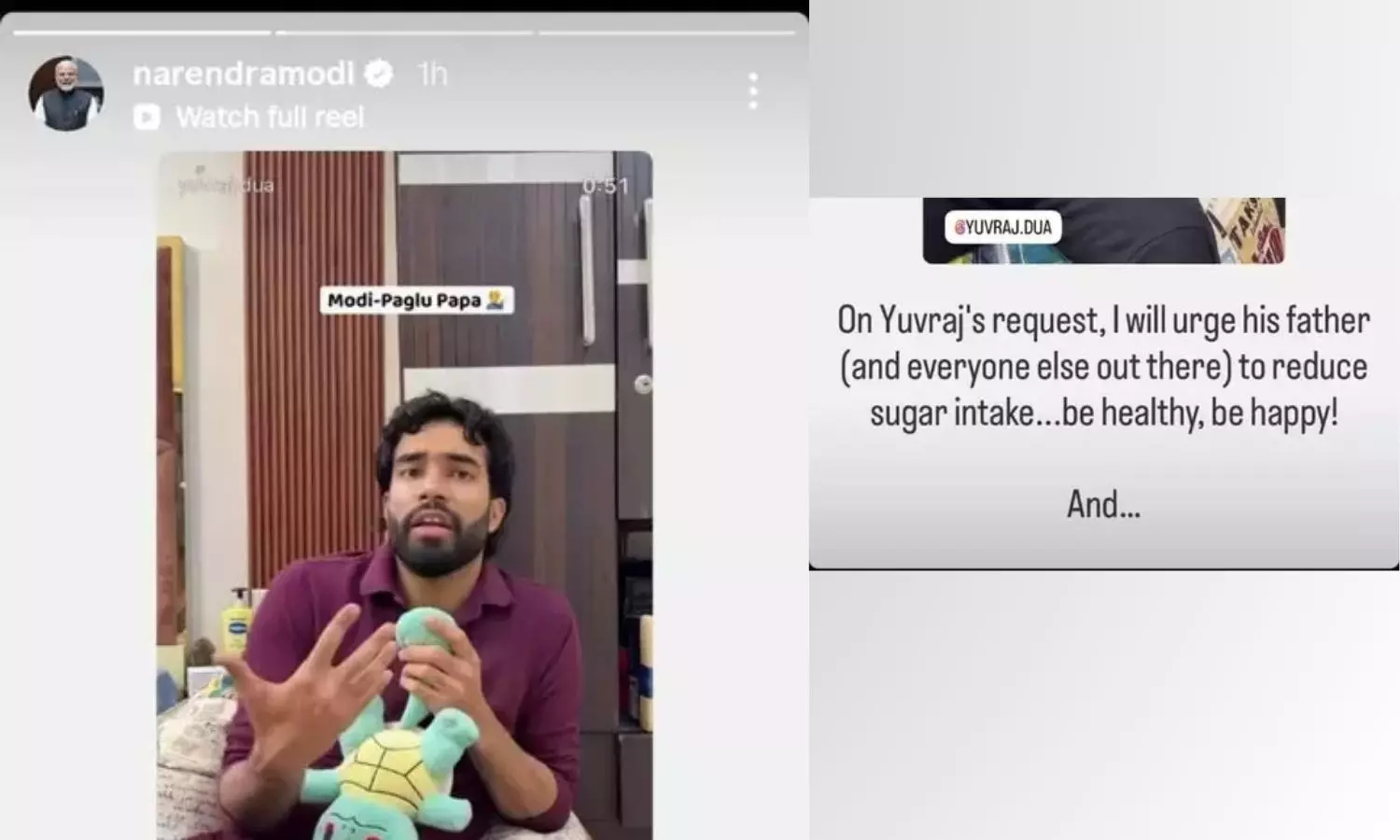 PM Modi Shares Yuvraj Dua’s Reel, Urges Reduced Sugar Intake and Healthy Living PM Modi Shares Yuvraj Dua’s Reel, Urges Reduced Sugar Intake and Healthy Living